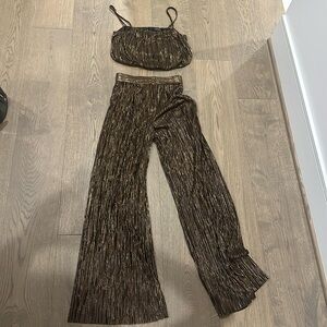 Sabina Musayev metallic brown pant set